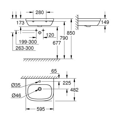 GROHE 39335000 - Mosdó EURO CERAMIC 595 × 482 mm kerámia/fehér