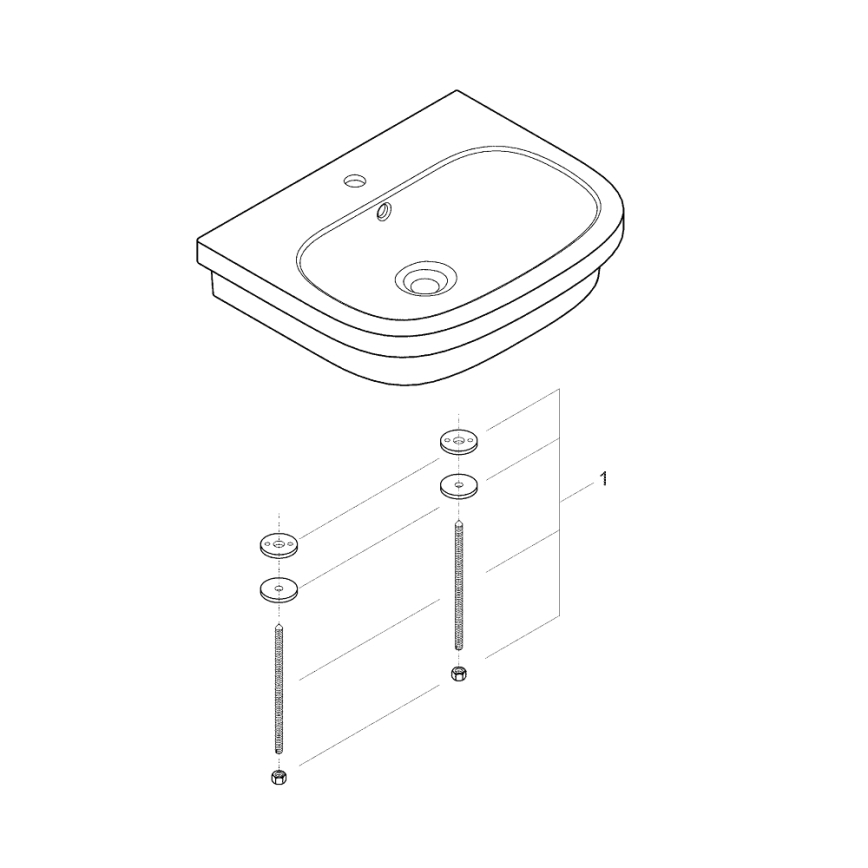 GROHE 39337000 - EURO CERAMIC ráültethető mosdó 600 × 480 mm kerámia/fehér
