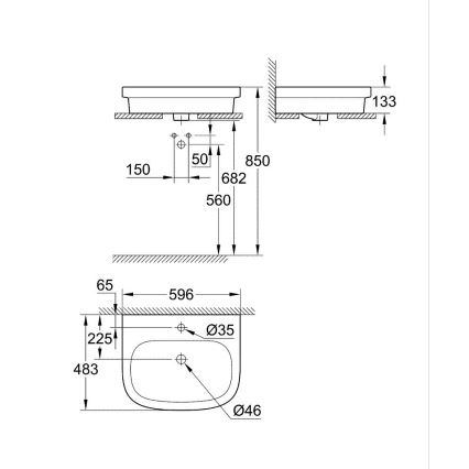 GROHE 39337000 - EURO CERAMIC ráültethető mosdó 600 × 480 mm kerámia/fehér