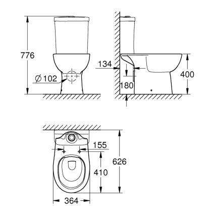 GROHE 39349000 - Álló mosdó BAU CERAMIC 356 × 600 × 400 mm kerámia/fehér
