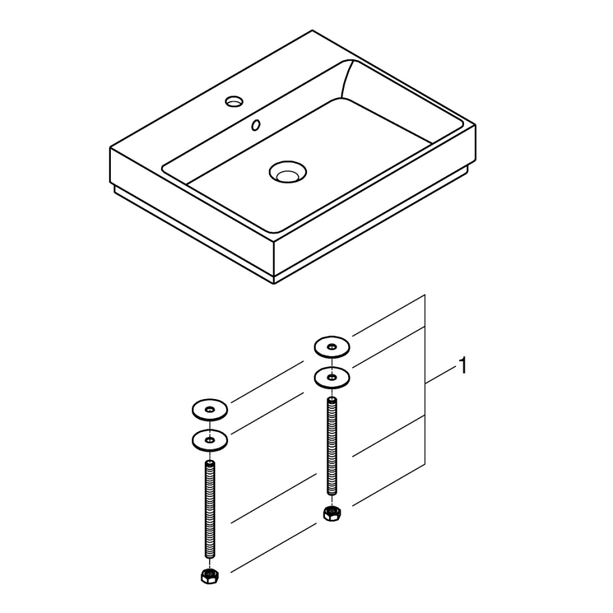 GROHE 3947700H - CUBE CERAMIC mosdó, 600 × 490 mm, kerámia/fehér