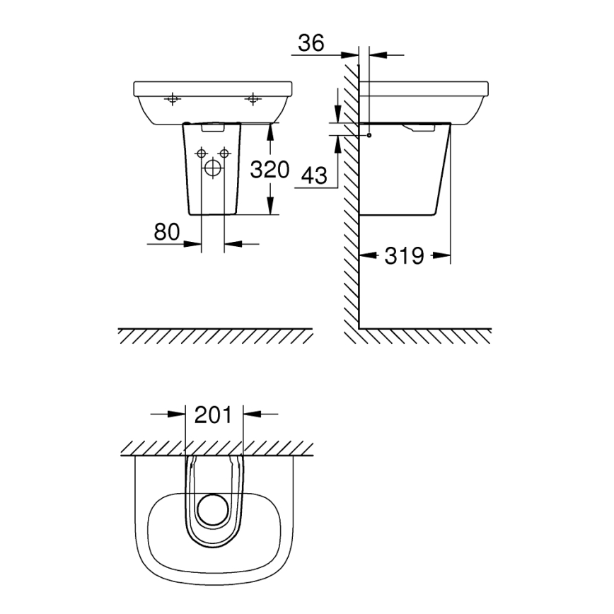 GROHE 39570000 - ESSENCE féloszlop 320 × 319 mm kerámia/fehér