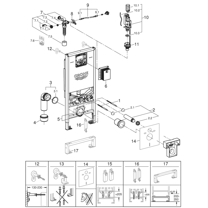 GROHE 39596000 - RAPID SLX WC-modul 1130 mm fehér