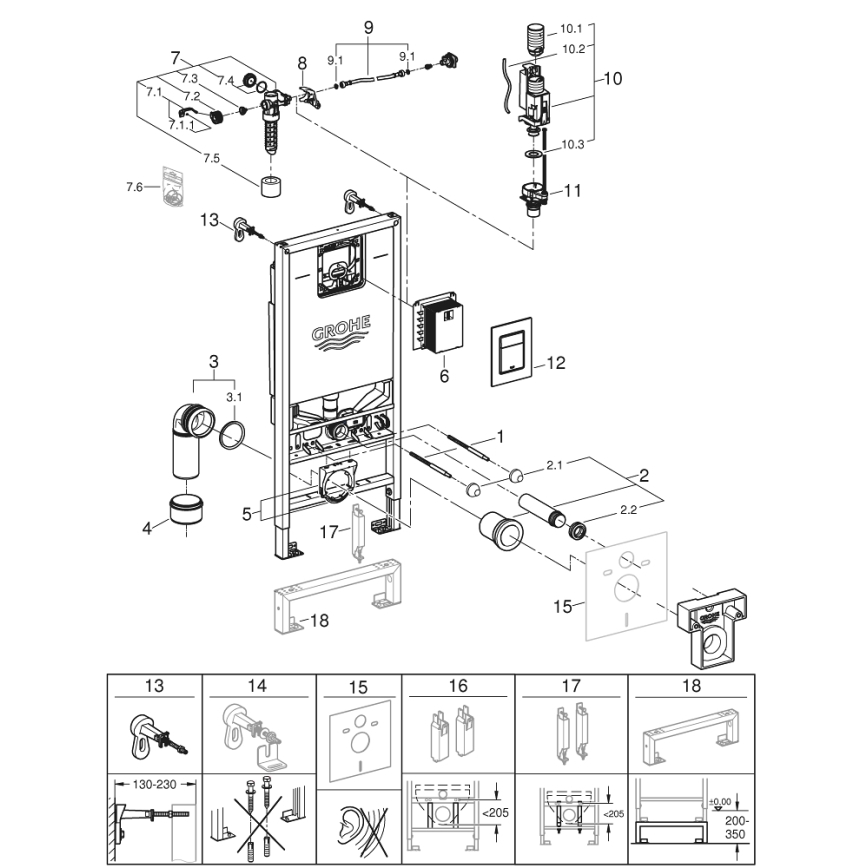 GROHE 39603000 - 3 az 1-ben RAPID SLX WC-készlet, 1,13 m, fényes króm