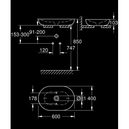 GROHE 3960800H - ESSENCE pultba építhető mosdó 600 × 400 mm kerámia/fehér