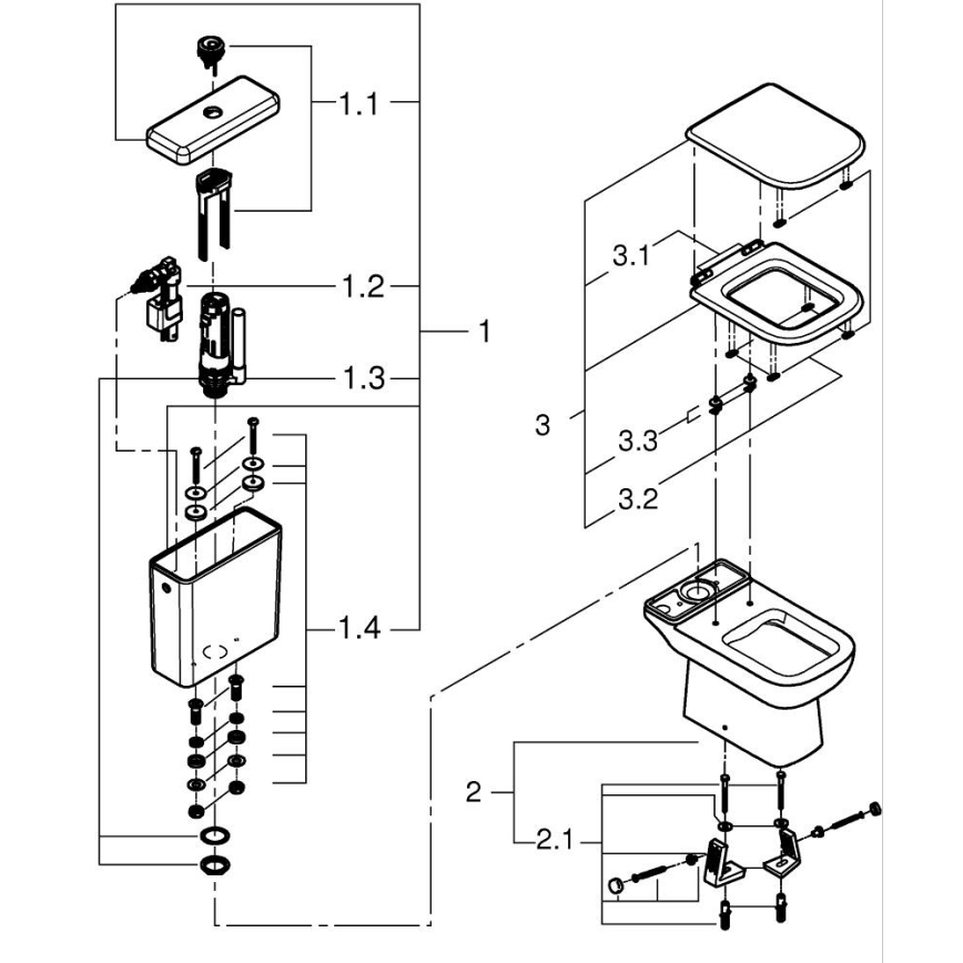 GROHE 39814000 - WC kombi szett START EDGE 825 × 557 × 384 mm kerámia/durofehér