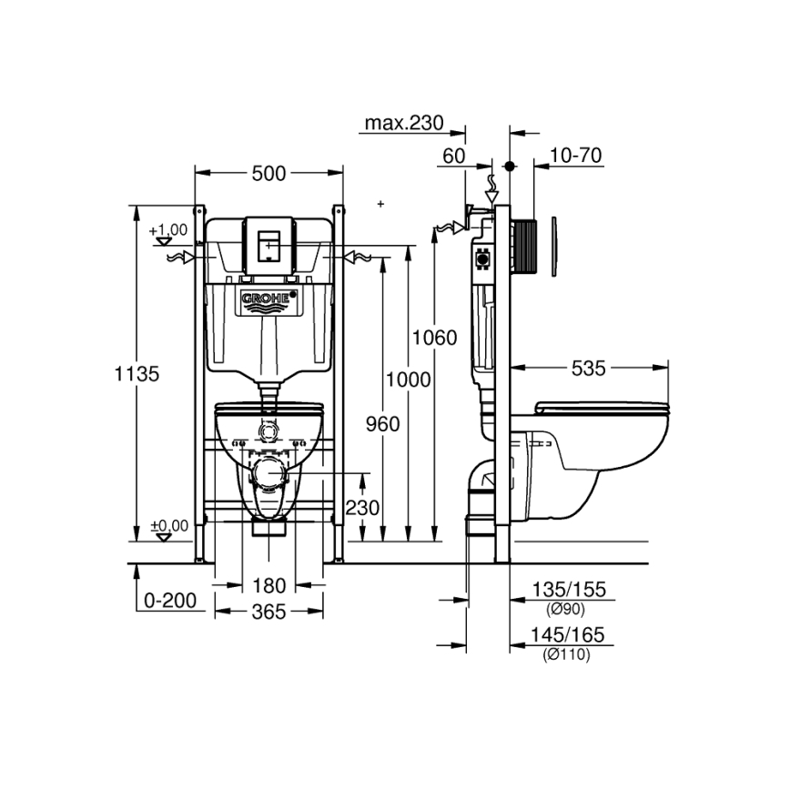 GROHE 39816000 - WC szett SOLIDO COMPACT 1,13 m kerámia/fehér