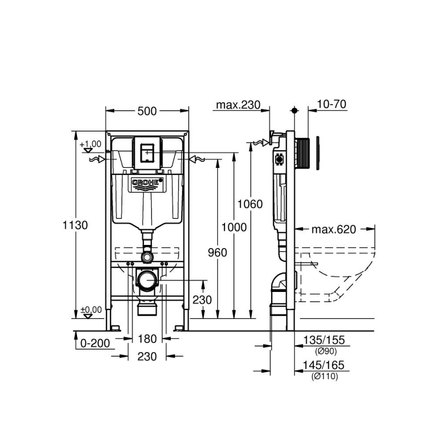 GROHE 39930000 - 4 az 1-ben WC-szett SOLIDO, 1,13 m, fényes króm