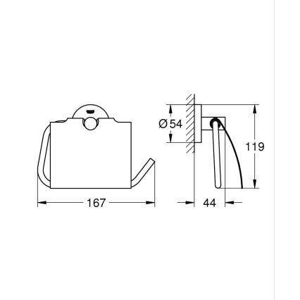 GROHE 40367001 - ESSENTIALS WC-papírtartó, 167 x 119 mm, fényes króm