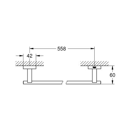 GROHE 40509AL1 - ESSENTIALS CUBE 600 mm törölközőtartó, grafit
