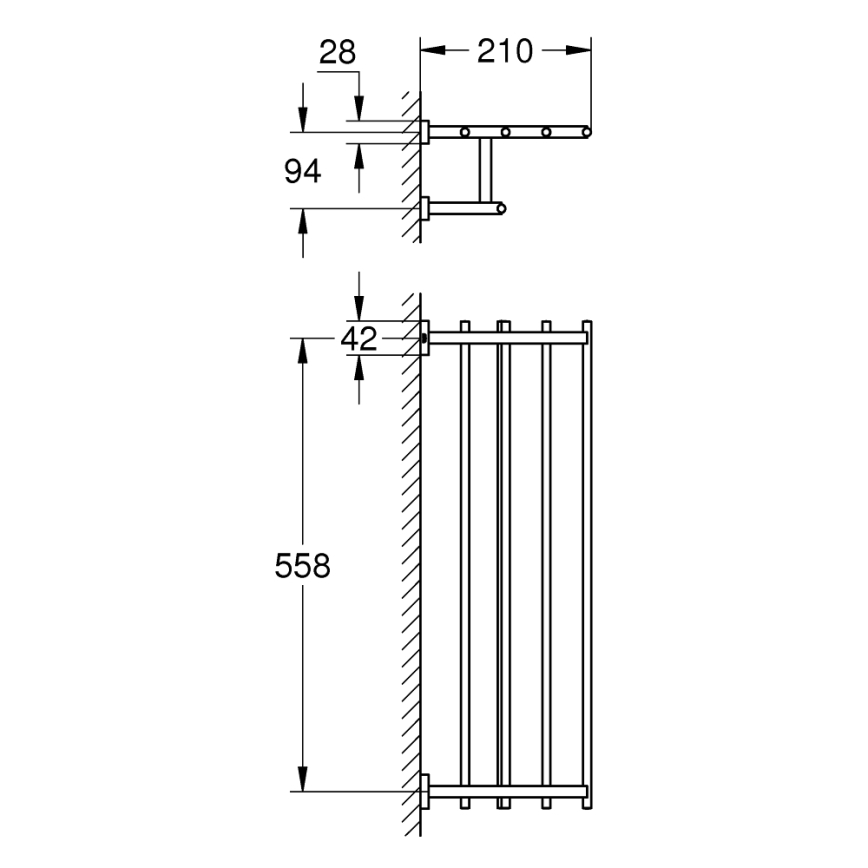 GROHE 40512001 - ESSENTIALS CUBE 600 mm többfunkciós törölközőtartó, fényes króm