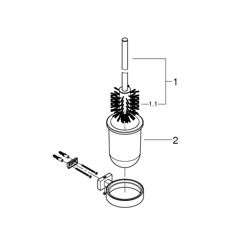 GROHE 40513DC1 - ESSENTIALS CUBE WC-tisztító készlet, rozsdamentes acél