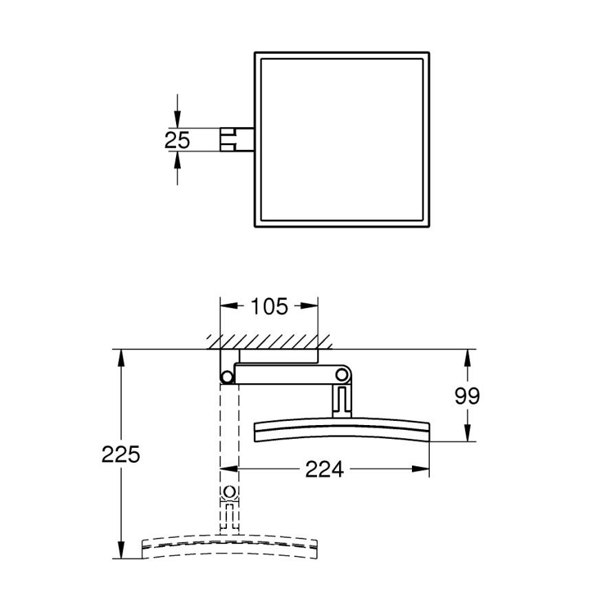 GROHE 40808000 - Kozmetikai tükör SELECTION CUBE 22,3 × 22,3 cm fényes króm