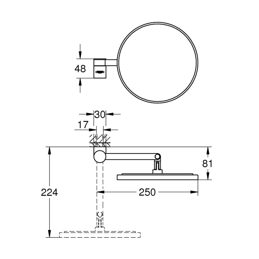 GROHE 41077000 - Kozmetikai tükör SELECTION 20 × 20 cm fényes króm