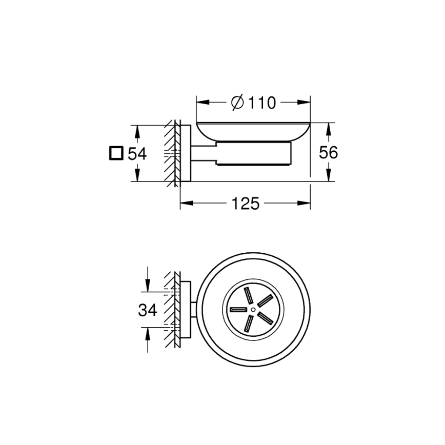 GROHE 41096000 - START CUBE szappantartó tál 110 × 56 × 125 mm fényes króm
