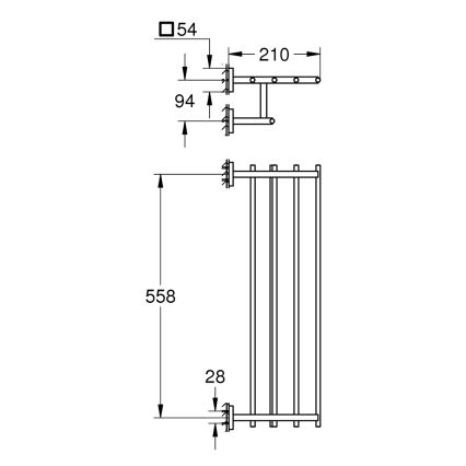 GROHE 41099DC0 - Rozsdamentes acél tartó 210 x 600