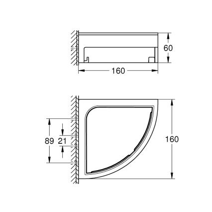 GROHE 411062430 - ESSENTIALS sarok zuhanypolc, 250 × 250 mm, fekete