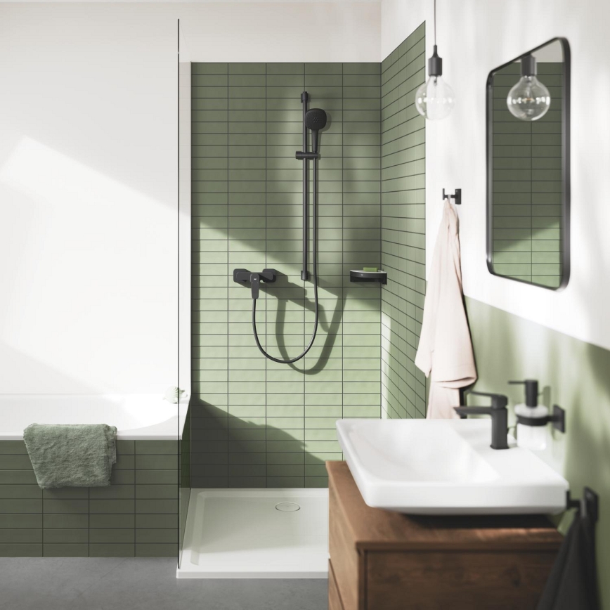 GROHE 411062430 - ESSENTIALS sarok zuhanypolc, 250 × 250 mm, fekete