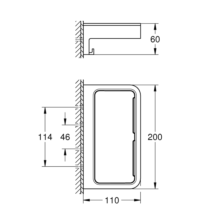 GROHE 41107DC0 - START CUBE zuhanypolc, 200 mm, rozsdamentes acél
