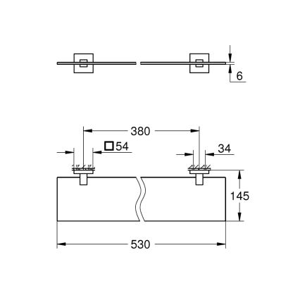 GROHE 41109000 - START CUBE üvegpolc 530 mm fényes króm