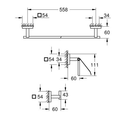 GROHE 41124DC0 - START CUBE 558 mm rozsdamentes acél tartozékkészlet