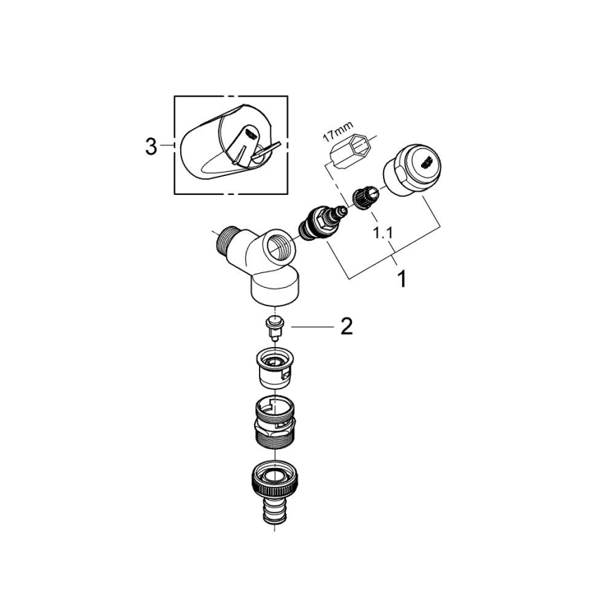 GROHE 41190000 - Szerelvénykombináció DN 15, fényes króm