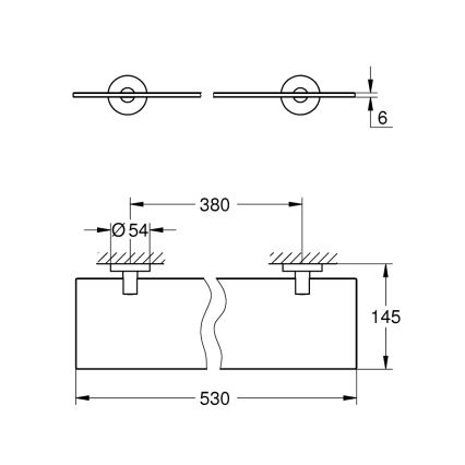 GROHE 41202DC0 - START üvegpolc 530 mm rozsdamentes acél
