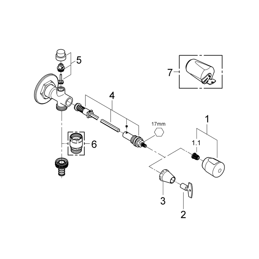 GROHE 41208000 - EUROTEC külső fali csap DN 15, fényes króm
