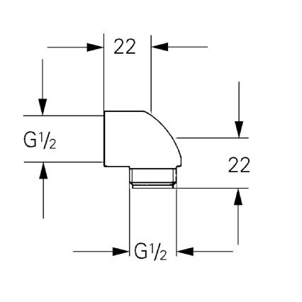 GROHE 45304000 - Zuhanykönyök DN 15 × DN 15, fényes króm