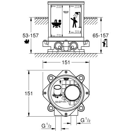 GROHE 45984001 - Beépítőkészlet DN 15, sárgaréz