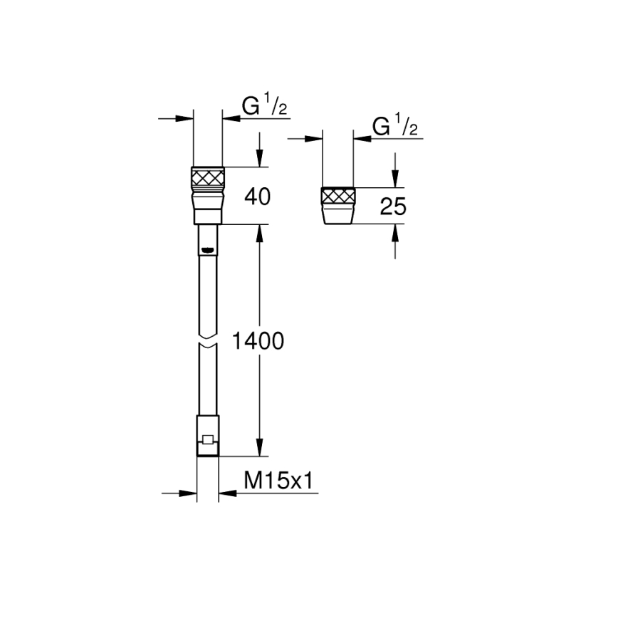 GROHE 46174000 - METALFLEX zuhanytömlő 1500 mm, fényes króm