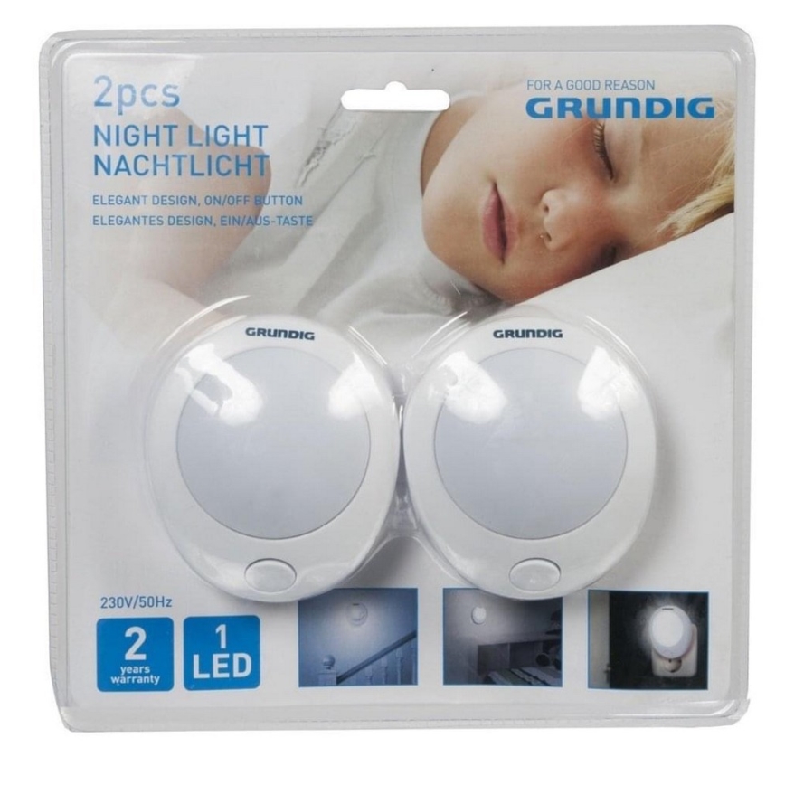 Grundig 121 - KÉSZLEt 2x LED éjjeli fény konnektorba 1xLED/230V