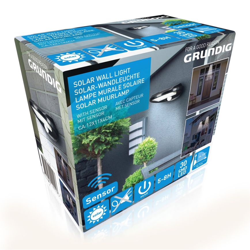 Grundig - KÉSZLET 2x LED napelemes fali lámpa mozgás- és alkonyatérzékelővel LED/3,2V 600 mAh