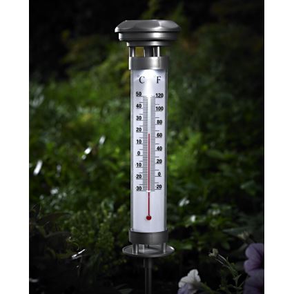 Grundig 89640 - LED napelemes lámpa hőmérővel LED/1,2V 600 mAh IP44