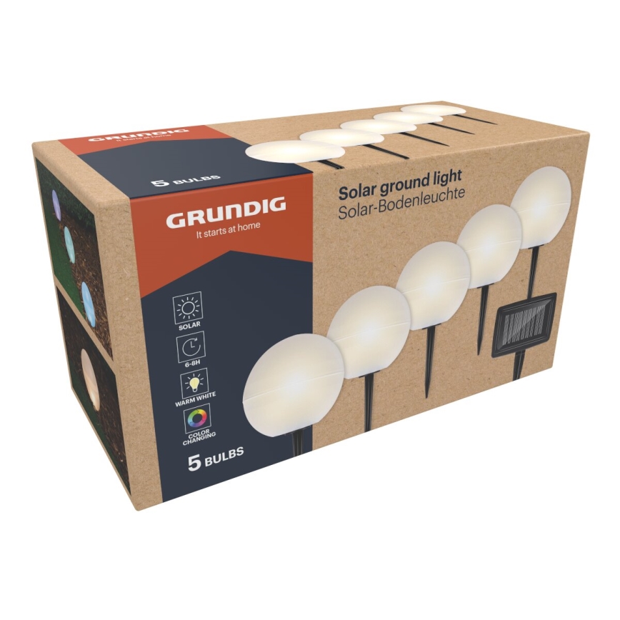 Grundig - KÉSZLET 5x LED RGBW  Napelemes lámpa LED/3,2V IP44