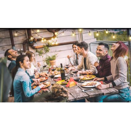 Grundig - LED állítható fényerejű napelemes fényfüzér 50xLED/8 funkció 9,35 m meleg fehér 1200 mAh + távirányító