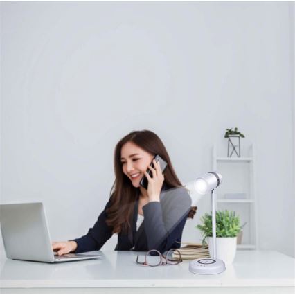 Grundig - LED asztali lámpa vezeték nélküli töltéssel és hangszóróval 3 az 1-ben LED/15W/5V