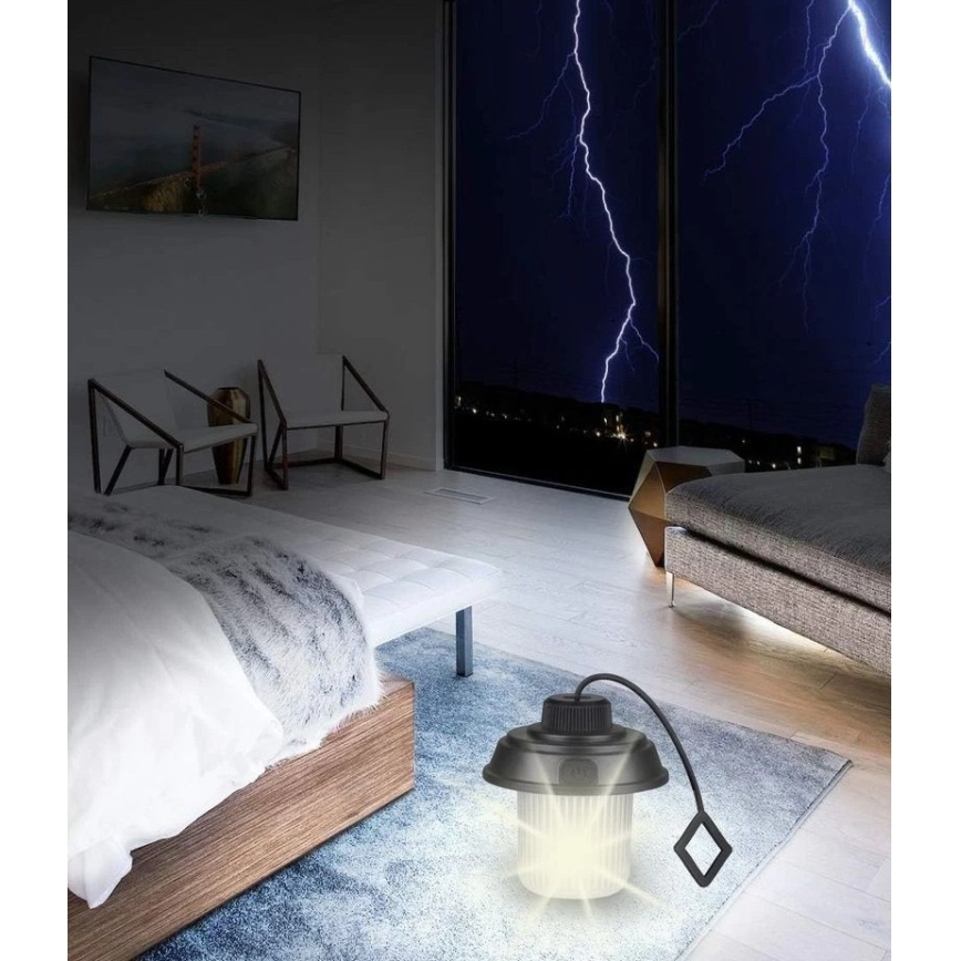 Grundig - LED kempinglámpa LED/3xAA 3000/4500/6000K IP44 fekete