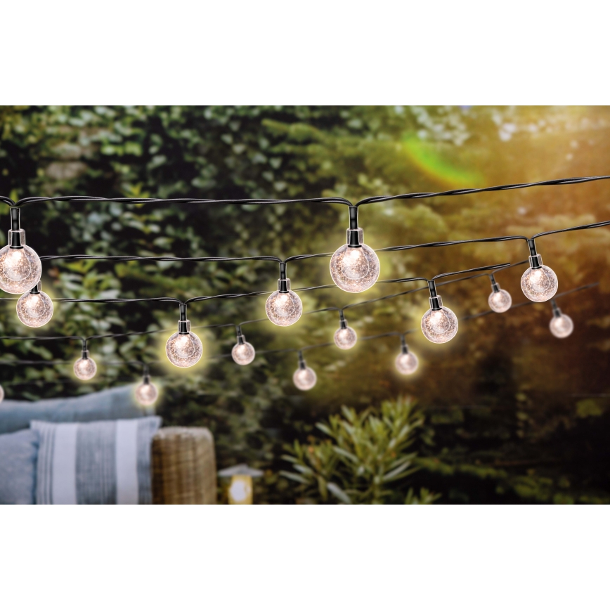 Grundig - LED állítható fényerejű napelemes fényfüzér 50xLED/8 funkció 9,35 m IP44 meleg fehér 600 mAh + távirányító