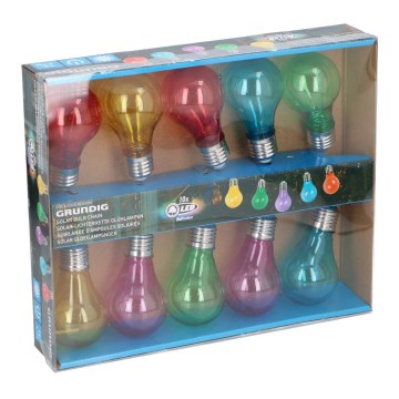 Grundig - LED Napelemes lánc izzókkal 10xLED/1xAA 600 mAh színes