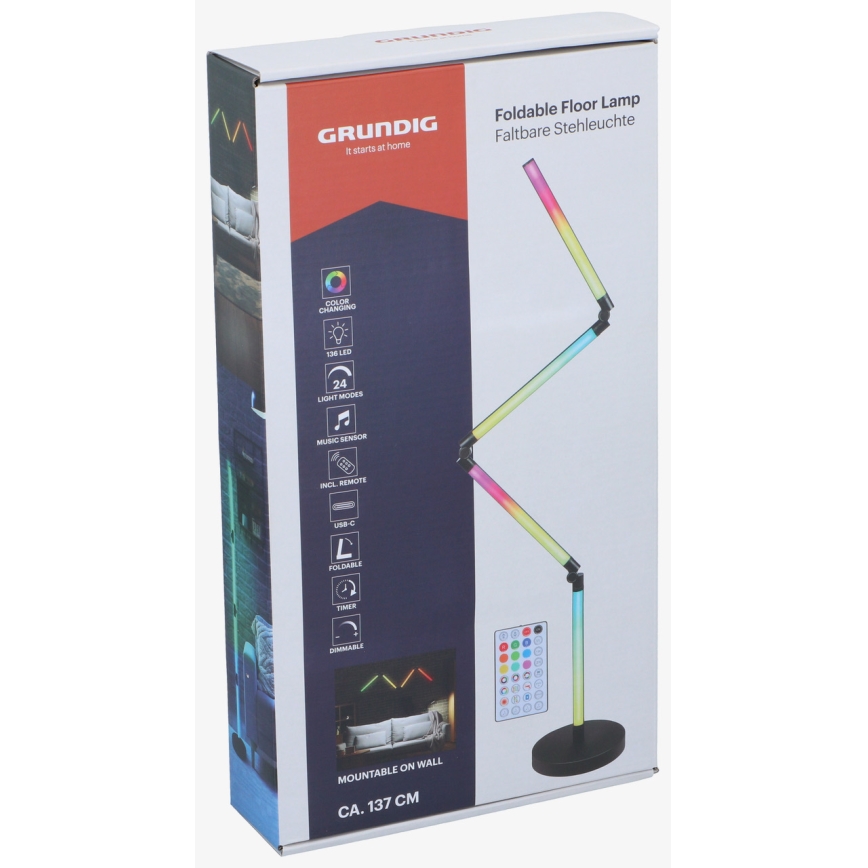 Grundig - LED RGB Fényerőszabályozható állólámpa 2 az 1-ben LED/230V + távirányítóval