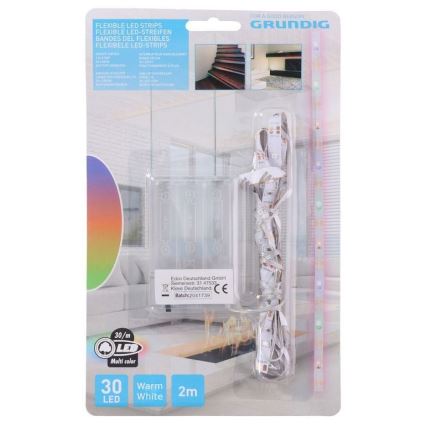 Grundig - LED Szalag 2m LED/3xAA meleg fehér