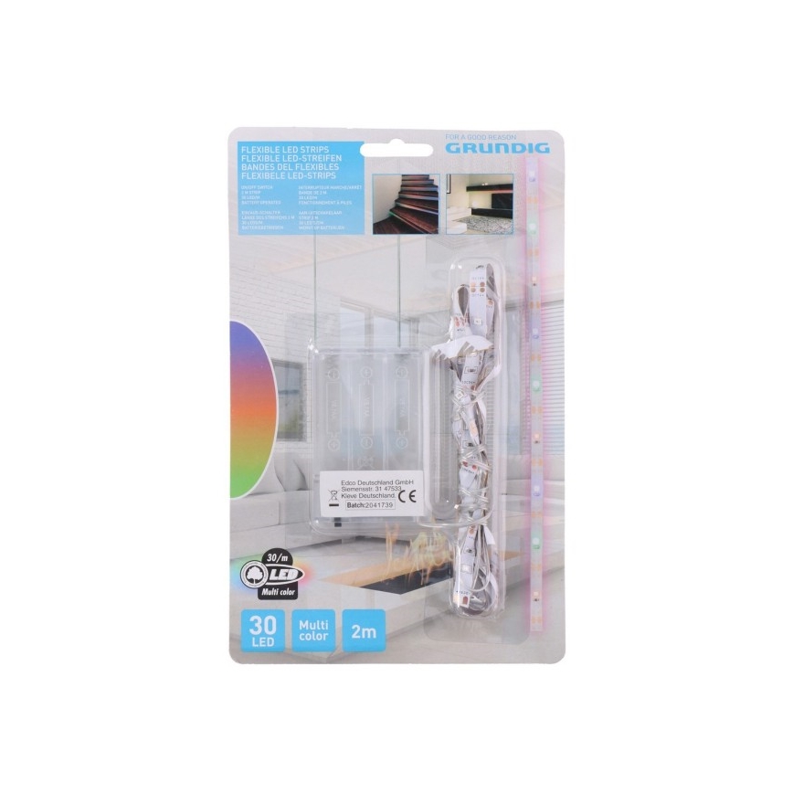 Grundig - LED Szalag 2m LED/3xAA többszínű