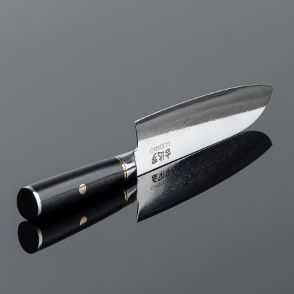 Gudaro - Dámaszkuszi Santoku konyhakés AKIRO 7, 67 rétegű acélból készült, 17,5 cm hosszú, fekete
