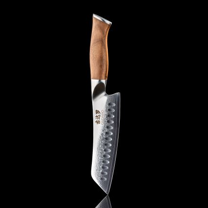 Gudaro - Damaszkuszi Santoku konyhakés TAKUMI 7, 67 rétegű acél, hossza 17,5 cm, diófa nyél