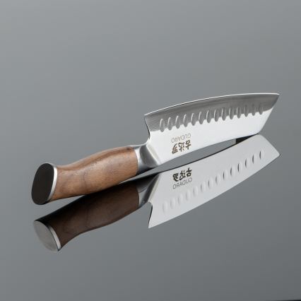 Gudaro - Damaszkuszi Santoku konyhakés TAKUMI 7, 67 rétegű acél, hossza 17,5 cm, diófa nyél