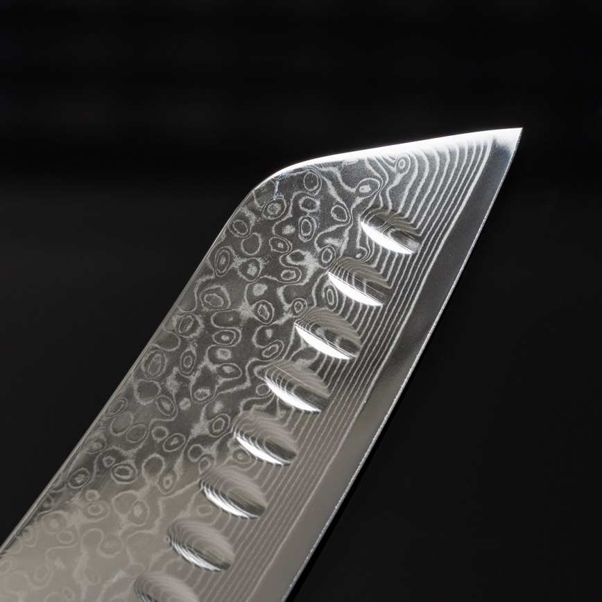 Gudaro - Damaszkuszi Santoku konyhakés TAKUMI 7, 67 rétegű acél, hossza 17,5 cm, diófa nyél