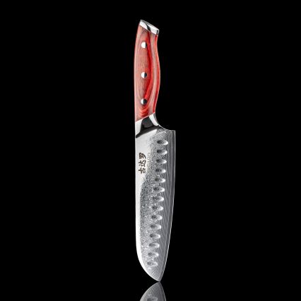 Gudaro - Dámaszkuszi Santoku konyhakés KENSHO 7, 67 rétegű acél, hossza 17,5 cm