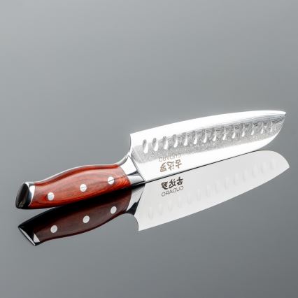 Gudaro - Dámaszkuszi Santoku konyhakés KENSHO 7, 67 rétegű acél, hossza 17,5 cm