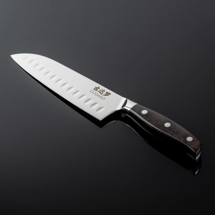 Gudaro - Damaszkacél Santoku konyhakés SHIRO 7, 67 rétegű acélból készült, hossza 17,5 cm